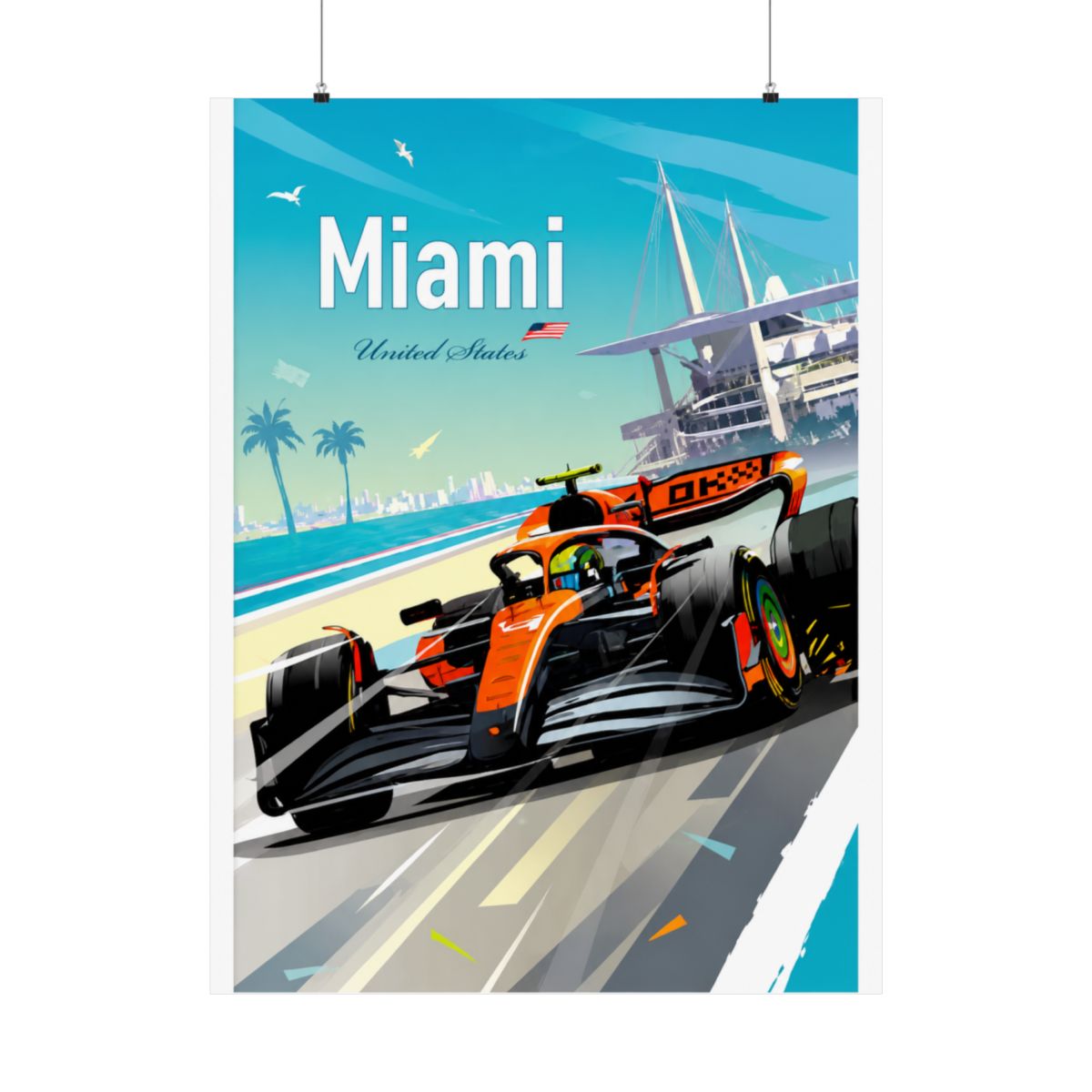 Miami F1 Poster – Lando Norris McLaren Wall Art, Formula 1 Racing Gift, Motorsport Print - alternate angle 5, merchandise