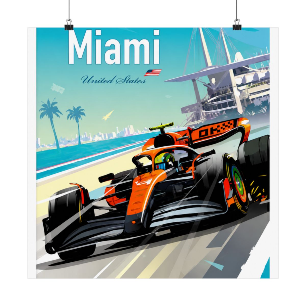 Miami F1 Poster – Lando Norris McLaren Wall Art, Formula 1 Racing Gift, Motorsport Print - alternate angle 1, merchandise