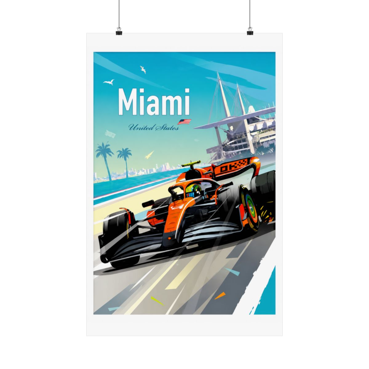 Miami F1 Poster – Lando Norris McLaren Wall Art, Formula 1 Racing Gift, Motorsport Print - alternate angle 2, merchandise